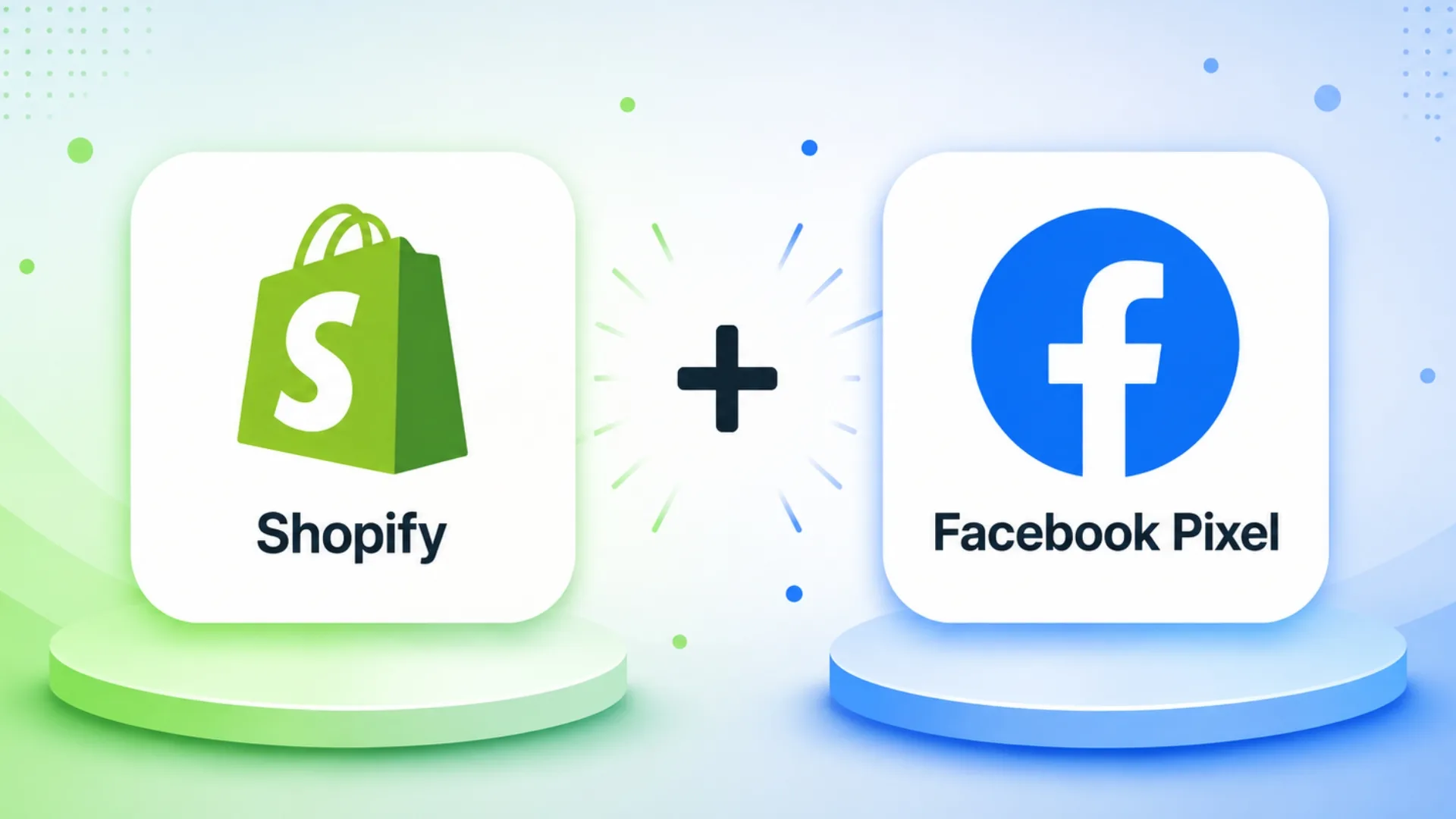 The Shopify logo and the Facebook Pixel logo side by side on a light gradient background